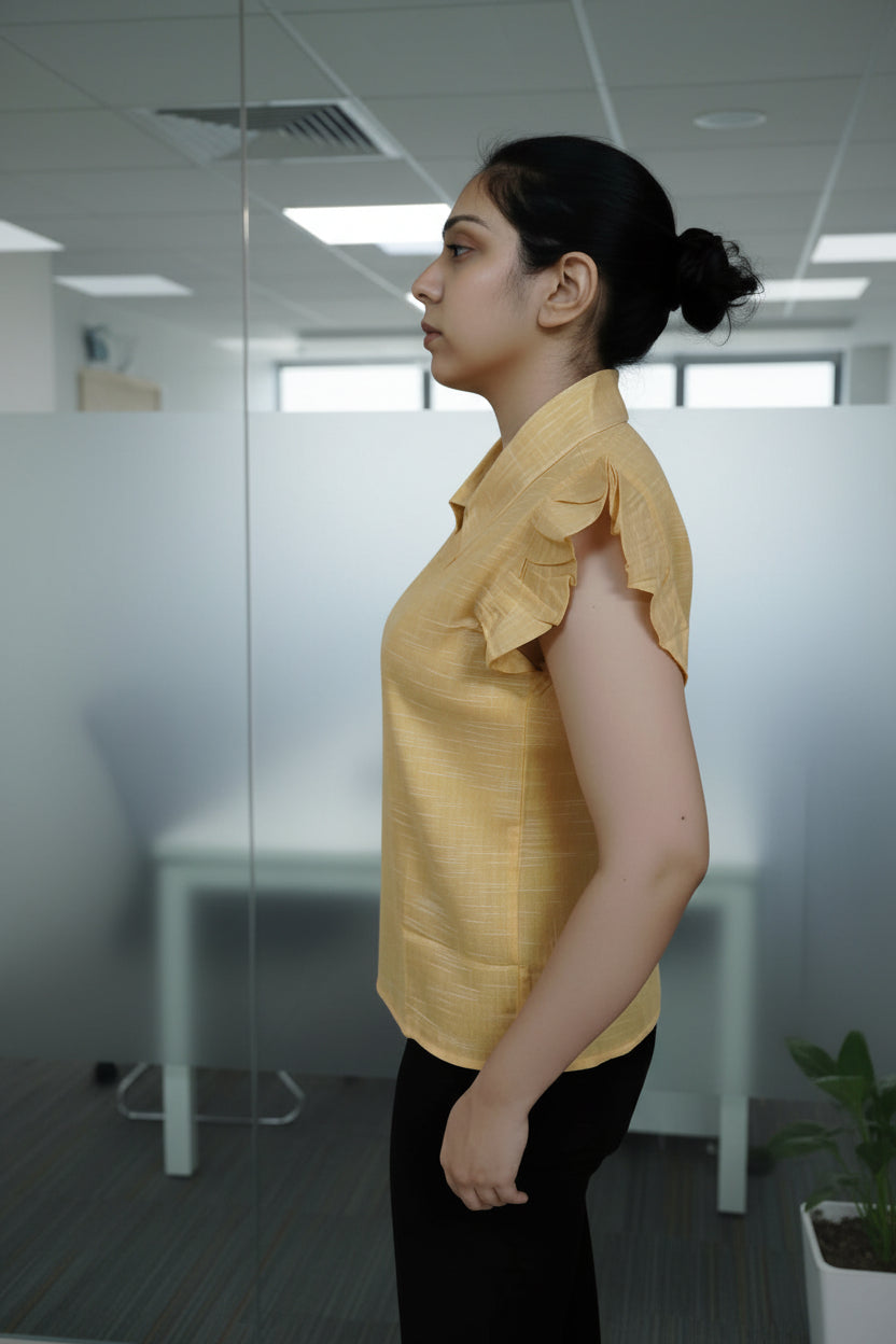 Yellow Solid Collared Top