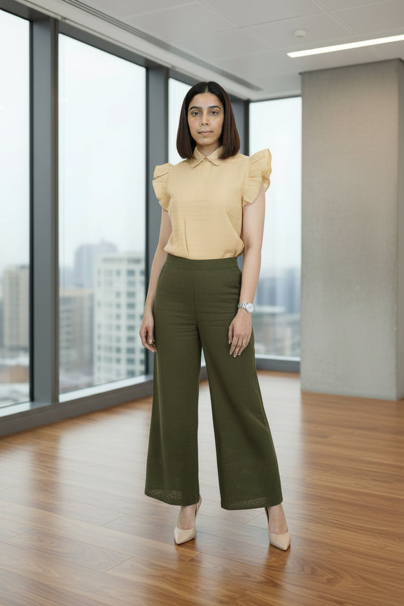 Yellow Solid Collared Top