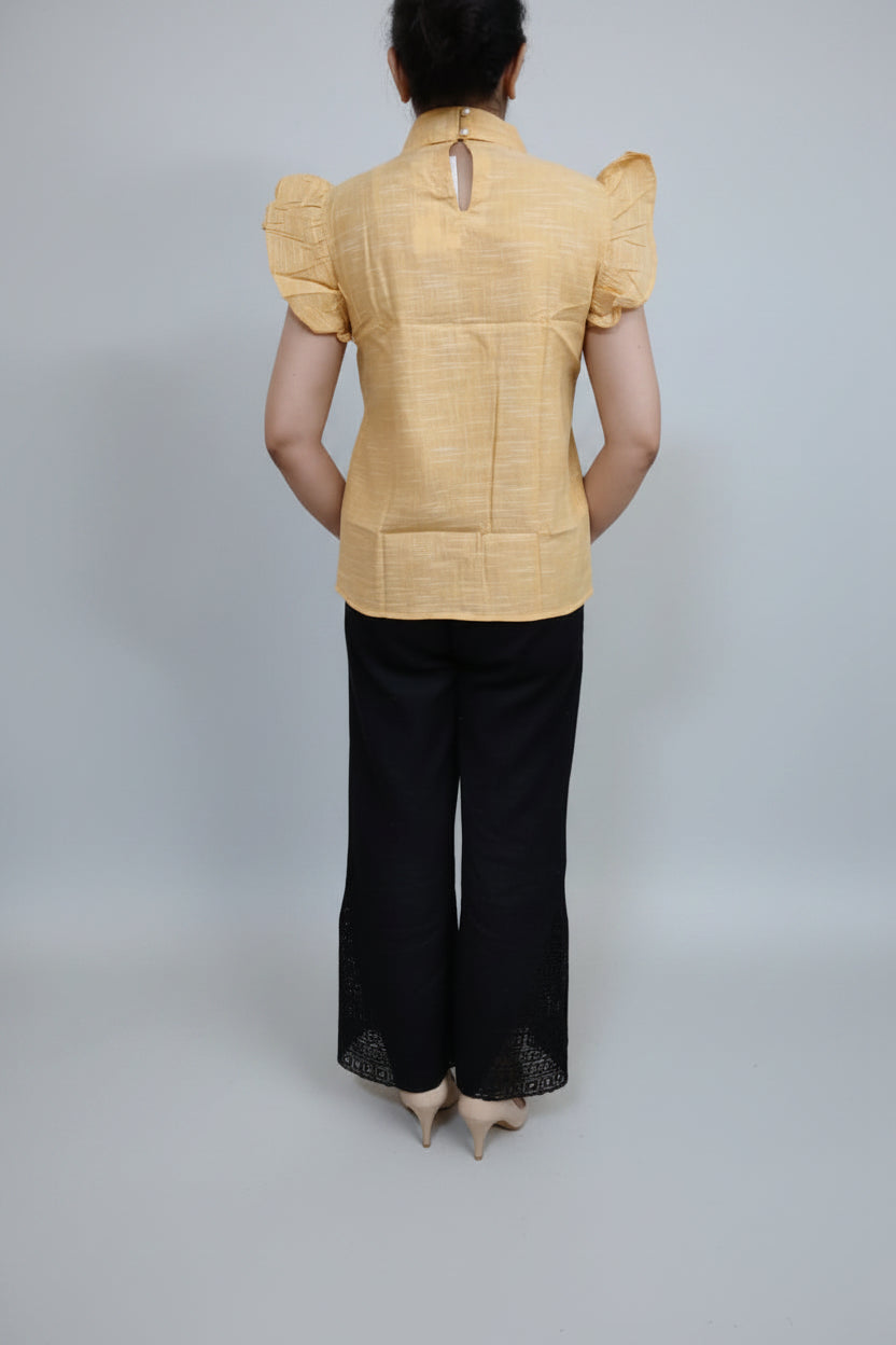Yellow Solid Collared Top