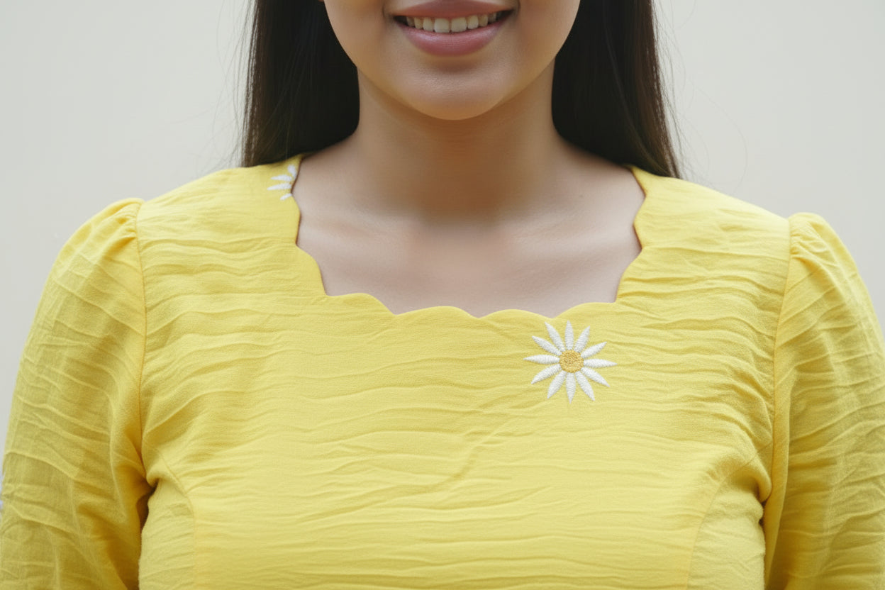 Yellow Scalloped Midi
