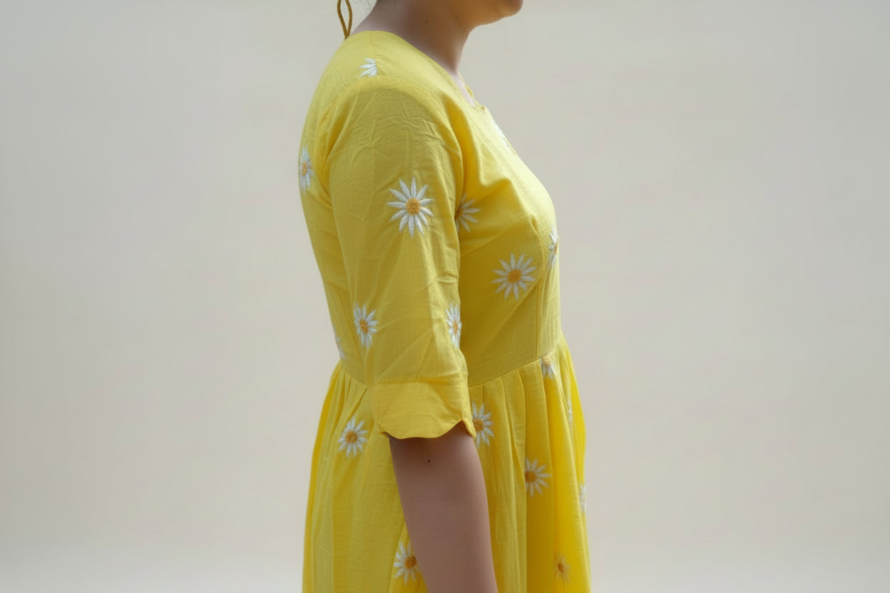 Yellow Scalloped Midi