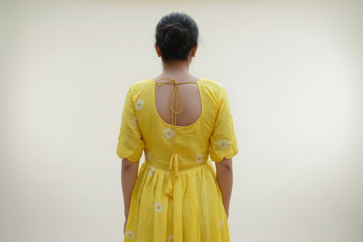 Yellow Scalloped Midi