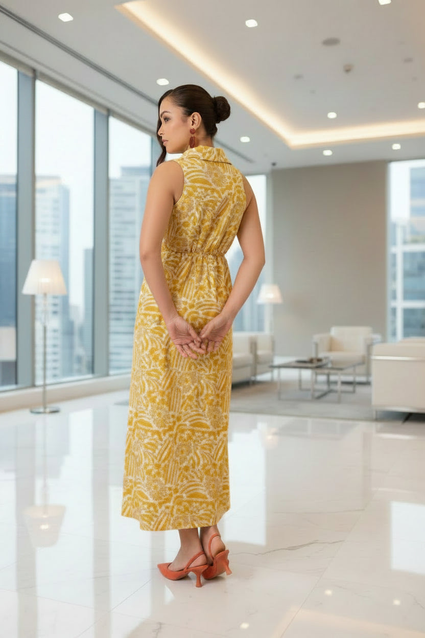 Yellow Front Knot Midi
