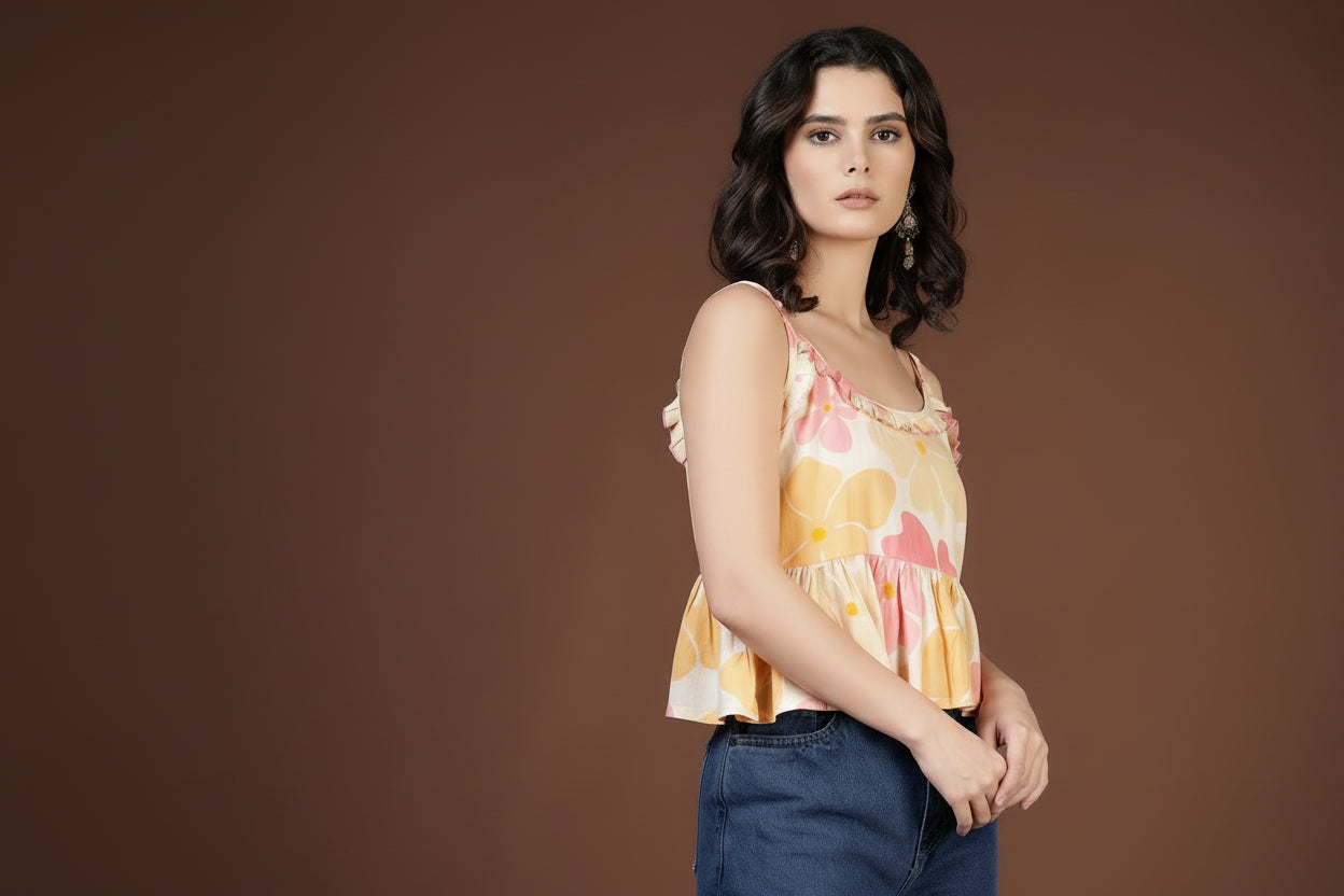Off White Floral Top