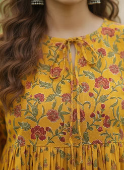 Yellow Peplum Floral Top